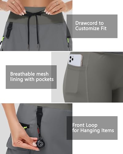 41TMau6uRWL.jpg 14" 20" Women's Hiking Cargo Skorts Skirts with Zipper Pockets Knee Length