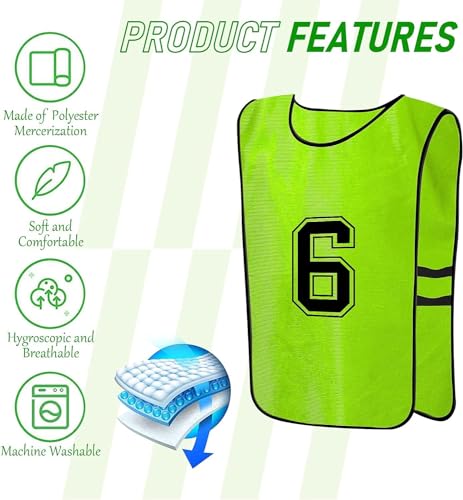 41TT6D9dX-L.jpg 24 Pack Scrimmage Training Vest,Team Sports Pinnies Reversible Numbered Soccer Team Practice Penny Jerseys
