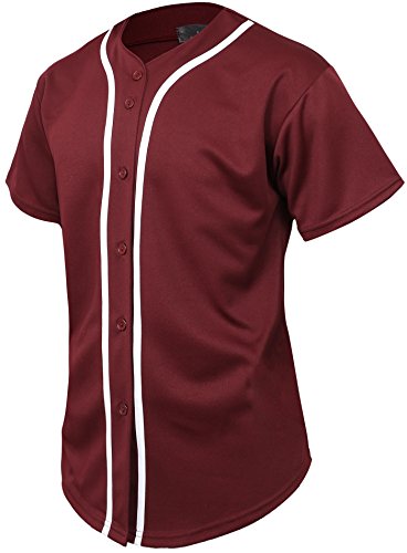 41ToixLXWCL.jpg Mens Baseball Jersey Button Down T Shirts Hipster Plain Hip Hop 1UPA02