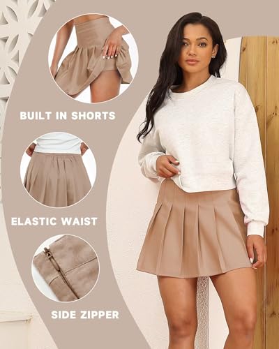 41UwwBIIv7L.jpg Pleated Skirts for Women Tennis Skirt with Shorts High Waisted Mini Skirt Athletic Golf Skirts Uniform Cheer Dress