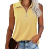 41UxCaXdOQL.jpg Womens Ribbed Tank Top Zipper V Neck Dressy Casual Blouses Sleeveless Camisole Tops Work Tank Polo Shirts