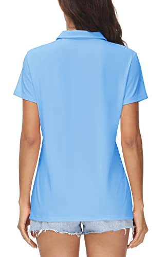 41VNYmfYD6L.jpg Women's Polos Golf Shirts Short Sleeve UPF 50+ Collared Shirt Quick Dry Tennis Work Athletic Tops