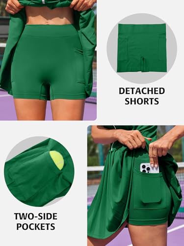 41bGn5AA37L.jpg Women Tennis Dress with Built in Shorts and Bra Pleated Golf Dress Seamless Athletic Dress
