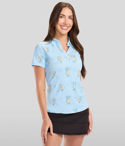 41bQGg1a1tL.jpg Quick Dry Women's Golf Shirt - Short Sleeve Tennis Shirts for Women - Cute Pickleball Outfits