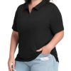 41ctIDzyC3L.jpg Plus Size Golf Polo Shirts for Women Zip Up Short Sleeve Collared Tennis Workout Tops Sport Athletic Activewear XL-5XL