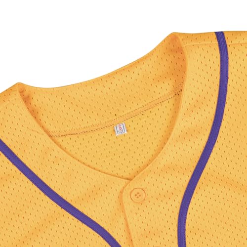 Blank Baseball Jersey Shirt for Men Mesh Plain Casual Short Sleeves Button Down T-Shirt