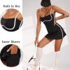 41dwSwSzPxL.jpg Womens Workout Tennis Dress with Built-in Bra & Shorts Pockets Sleeveless Exercise Golf Dresses