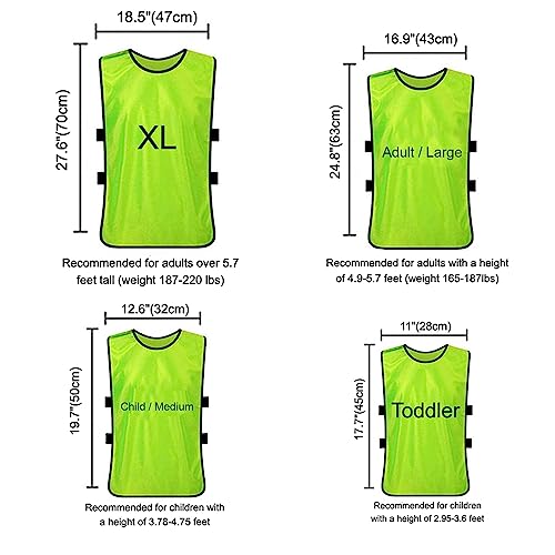 Soccer Pinnies Scrimmage Vests (12 Pack) Sports Jersey for Youth Adult