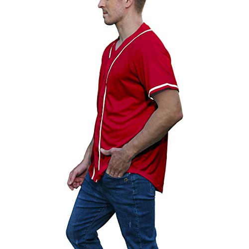 41fkDTwqnnL.jpg Men Baseball Jersey Button Striped T Shirts Sports Uniform Jersey Active Short Sleeve Tee Team Clothing