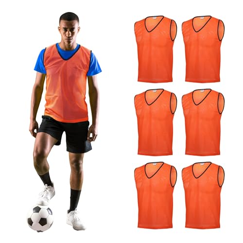 41h-Hjc3C6L.jpg Sports Pinnies - Pack of 06 - Free Size for Youth/Adult - 5 Color Options - Soccer, Basketball Practice Vest