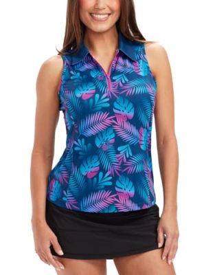 Quick Dry Women's Golf Shirt Sleeveless 1/4 Zip Tennis Shirts for Women Tank Top Polo Pickleball Outfits