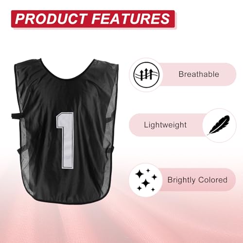 41iMSh4A5BL.jpg Soccer Training Vest, 12 Pack Team Sports Pinnies Reversible Numbered Soccer Practice Pennies Jerseys Bibs with Belt for Adult,