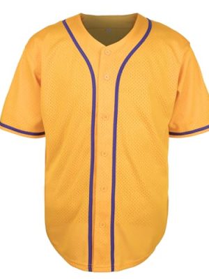 Blank Baseball Jersey Shirt for Men Mesh Plain Casual Short Sleeves Button Down T-Shirt