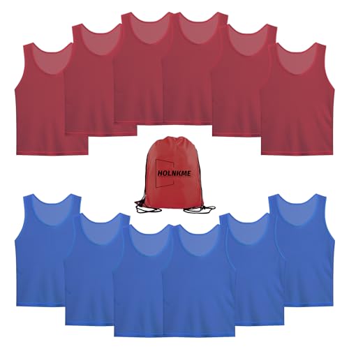 41kBmc-Z5L.jpg Scrimmage Team Practice Vests Sports Pinnies Soccer Training Basketball Nylon Mesh Jerseys for Child & Adult(12 Pack)