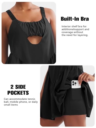 41kT7cd-IxL.jpg Women Tennis Dress with Built in Shorts and Bra Sleeveless Casual Backless Golf Dress Athletic Dress with Pockets