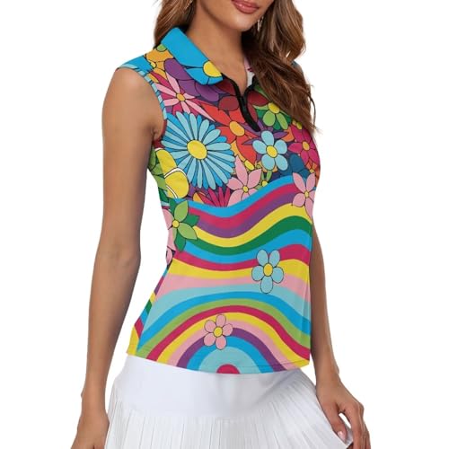 41knI81Te-L.jpg Women's Golf Shirts Sleeveless V Neck Tennis Tank Tops Racerback with Collar Quick Dry Athletic T Shirt XS-2XL