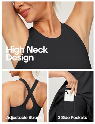 41lKyz-n2KL.jpg Womens Tennis Dress with Shorts Underneath Athletic Dress for Women Summer Romper Dresses with Pockets Golf Outfits