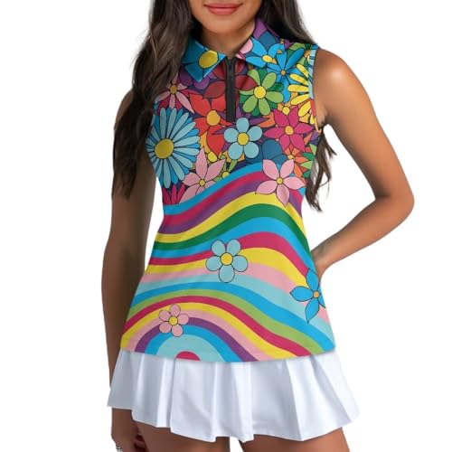 41mbXul9MhL.jpg Women's Golf Shirts Sleeveless V Neck Tennis Tank Tops Racerback with Collar Quick Dry Athletic T Shirt XS-2XL