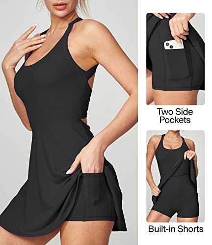 41my73PYneL.jpg Tennis Dress with Built in Shorts and Bra Athletic Dress for Women Summer Cut Out Twisted Golf Workout Dress