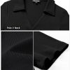 41nWKwkT5hL.jpg Womens Short Sleeve Business Casual Tops Summer V Neck Polo Work Shirts 2025 Fitted Basic Collared Shirt