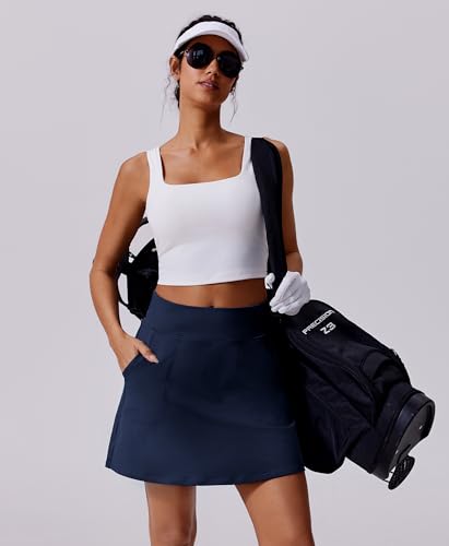 41o-QNRbgCL.jpg 18" Golf Skorts for Woman High Waisted Tennis Skirt UPF 50+ Athletic Skort Skirts with 4 Pockets Workout Pickleball