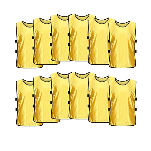 12 Pack Scrimmage Training Vest, Sports Pinnies, Practice Jerseys, Practice Vest for Adult Youth Kids.