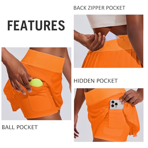 41qOEAG7RML.jpg Womens Pleated Tennis Skirt High Waisted Golf Skirts with 3 Pockets Lightweight Athletic Skort Workout Pickleball