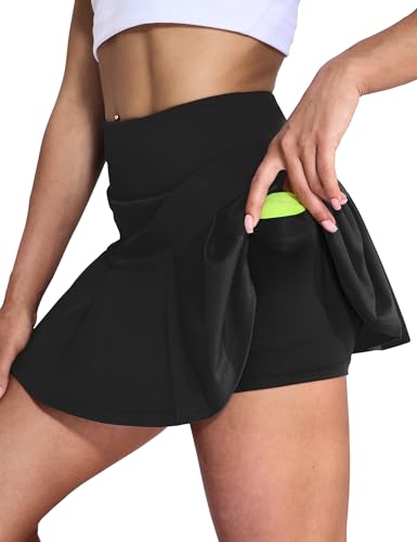 41rRVoVMvBL.jpg Tennis Skirts for Women Pleated Golf Skirt with Liner Pocket High Waisted Athletic Skort for Running Workout Sports