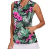 Women's Sleeveless Golf Shirt Quick Dry Zip Up Workout Tennis Tops with Pockets