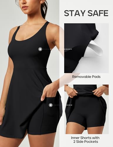 Tennis Dresses for Women Athletic Dress with Shorts Underneath Workout Dress with Pockets Summer Golf Outfits