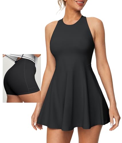41sQSww0LOL.jpg Womens Tennis Dress with Shorts Underneath Athletic Dress for Women Summer Romper Dresses with Pockets Golf Outfits