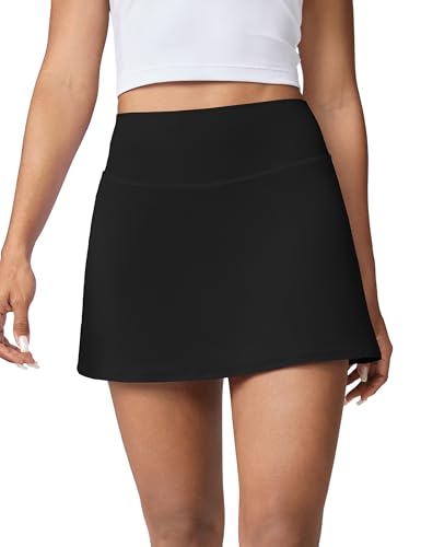 41t8yKinnYL.jpg Hugcurve Tennis Skirts for Women with Inner Pockets High Waisted Athletic Skorts for Running Golf Workout Sports