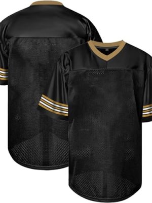 Men Blank Plain Football Jersey, Adult Hip Hop Hipster Short Sleeve Mesh Pullover Shirts,Custom Uniforms for Party
