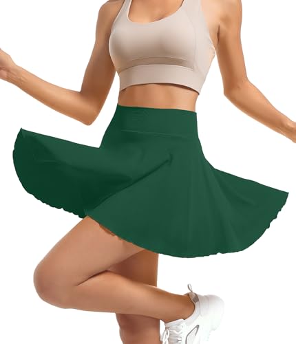 41tQK9MNhPL.jpg YOAKAKU Pleated Tennis Skater Skirts for Women with Pocket Shorts Flowy Golf Athletic Skort Sports Mini Skirt