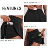 41uddiX3dL.jpg Womens Pleated Tennis Skirt Double Ruffle Golf Skort Tummy Control Athletic Skirts with 3 Pockets Workout Pickleball