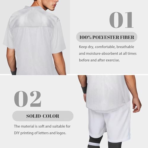 41v8A3JgiL.jpg Blank Football Jersey,Mesh Practice Plain Football Shirt 90s Hip Hop Retro Active Unisex Workout Dry-Fit Soccer Sports Tee