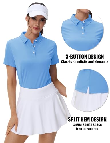 41vyg6ZfEwL.jpg Women's Polos Golf Shirts Short Sleeve UPF 50+ Collared Shirt Quick Dry Tennis Work Athletic Tops