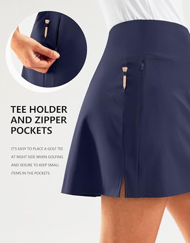 41w-wUJoqtL.jpg 16" Golf Skorts Skirts for Women Zipper Pockets Women's High Waisted Tennis Skirt Athletic Skort