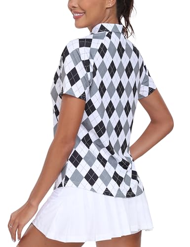 Women's Golf Polo Shirt Short Sleeve UPF 50+ Collared 1/4 Zip Tennis Tops Quick-Dry Lightweight Athletic Shirt