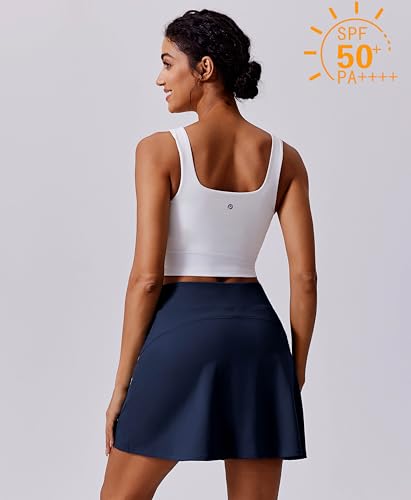 41xn2jXzk2L.jpg 18" Golf Skorts for Woman High Waisted Tennis Skirt UPF 50+ Athletic Skort Skirts with 4 Pockets Workout Pickleball