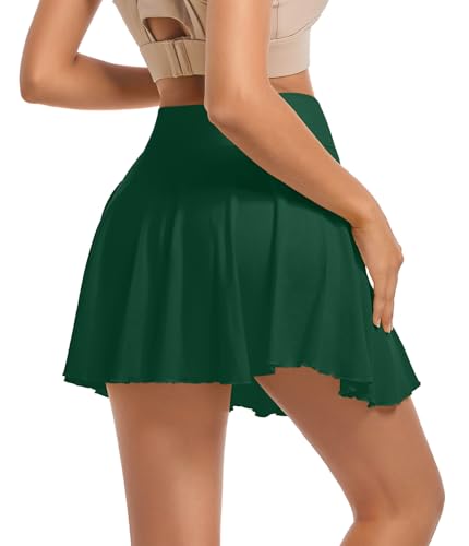 41yUv7yHR8L.jpg YOAKAKU Pleated Tennis Skater Skirts for Women with Pocket Shorts Flowy Golf Athletic Skort Sports Mini Skirt