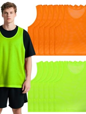 12 Pcs Soccer Pinnies,Team Pennies Jersey Scrimmage Vest Sports Practice Mesh Basketball Vest for Adults Youth