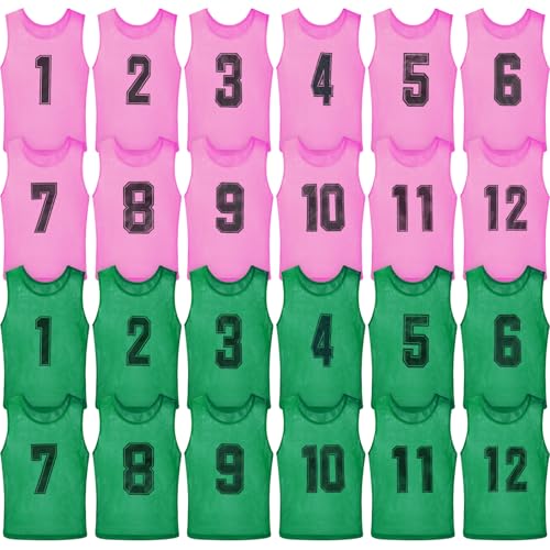 510KQTnlAQL.jpg 24 Pack Nylon Mesh Scrimmage Team Practice Vests Pinnies Jerseys Train Vest for Adult Sport Basketball Soccer Football