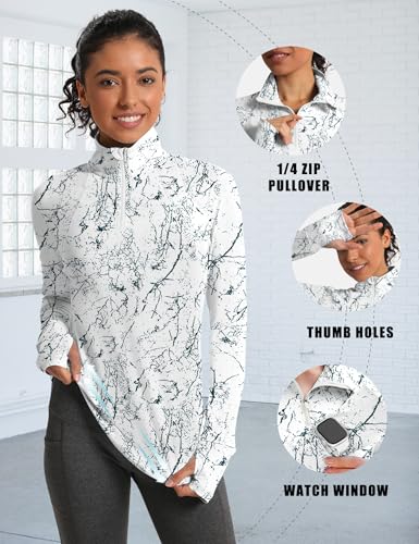 Womens Long Sleeve Golf Shirts Sun Protection 1/4 Zip Pullover Summer Quick Dry Athletic Hiking Running Workout Tops