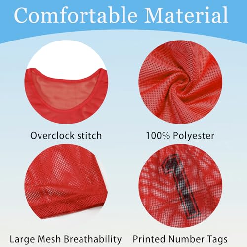 511eO9ONnQL.jpg Pinnies Team Practice Vests with Numbers for Child Youth Teen Adult, Mesh Scrimmage Jerseys for Soccer, Football