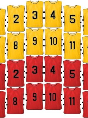 24 Pcs Numbered Practice Vests Scrimmage Soccer Pinnies Traning Jerseys Team Sports Bibsfor Youth and Adult(Large)