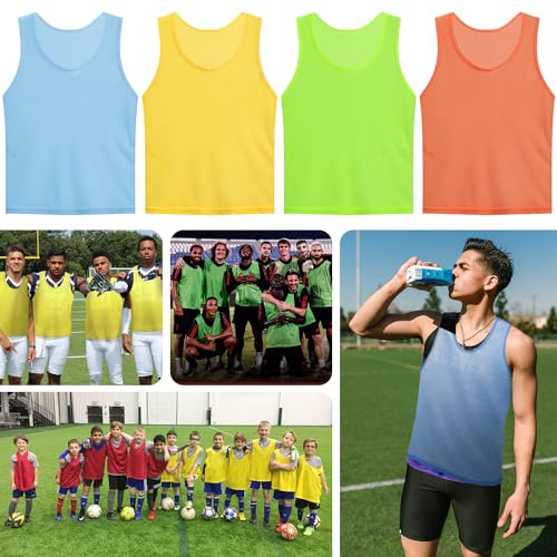 5120y0ayzL.jpg Scrimmage Team Practice Vests Sports Pinnies Soccer Training Basketball Nylon Mesh Jerseys for Child & Adult(12 Pack)