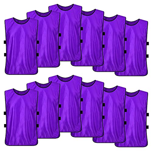 Soccer Pinnies Scrimmage Vests (12 Pack) Sports Jersey for Youth Adult