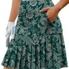 513FpMgmL.jpg Skirt Knee Length Skorts with Shorts Skirts Golf Modest Pleated Green Paisley