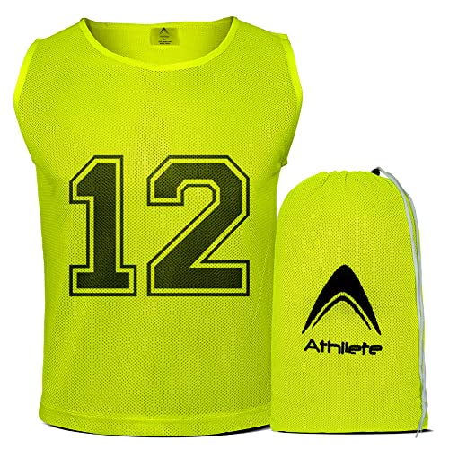 516Irsq-Q8L.jpg 12 pcs Duramesh Pinnies/Scrimmage Vest - Kids Youth and Adult Pinnies, Numbered Penny Jerseys for Soccer